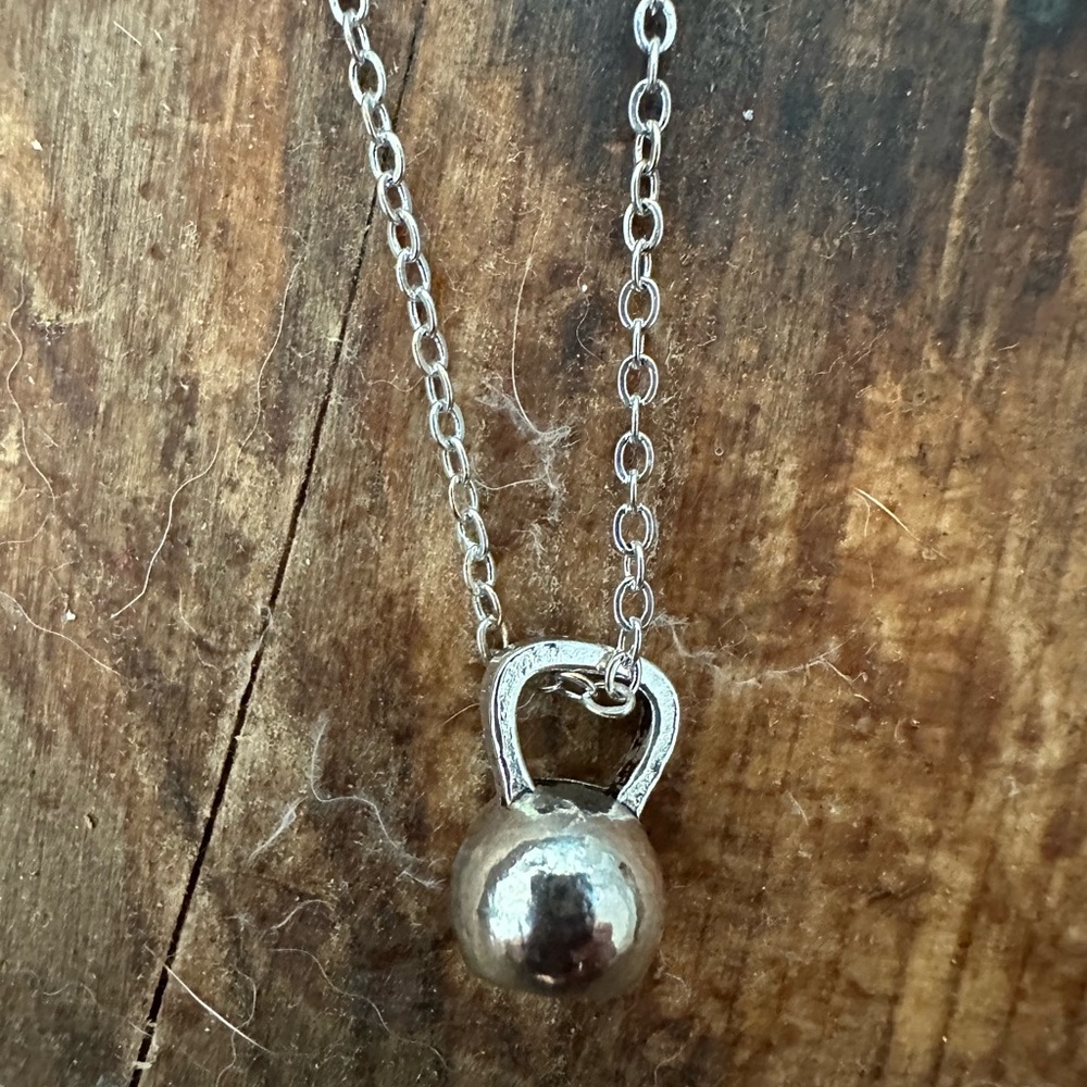 Kettlebell Charm Silver Necklace